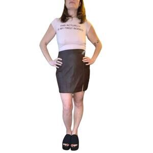 Abercrombie & Fitch chocolate brown vegan faux leather mini skirt NWT size small